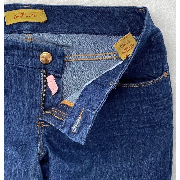 SEVEN 7 LUXE THALIA  Women's Size 16 Dark Wash Jeans Flare Thick Stitch Stretch - Picture 3 of 16